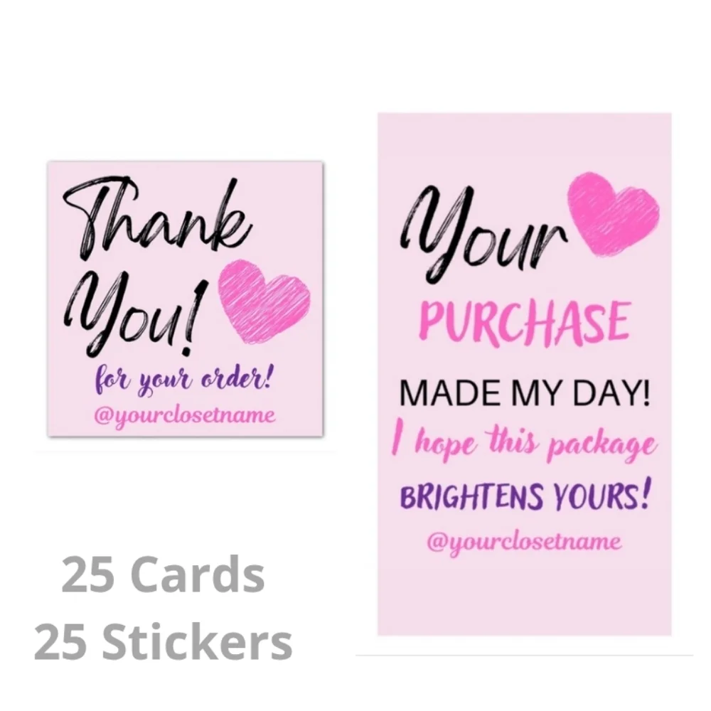 25 Thank You Stickers & 25 Cards